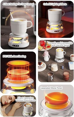 Fockety, 4 Heat Smart Temperature Control Smart Mug LED Display, Portable Cup Warmer for Travel, Office Desks, Home in Saudi Arabia