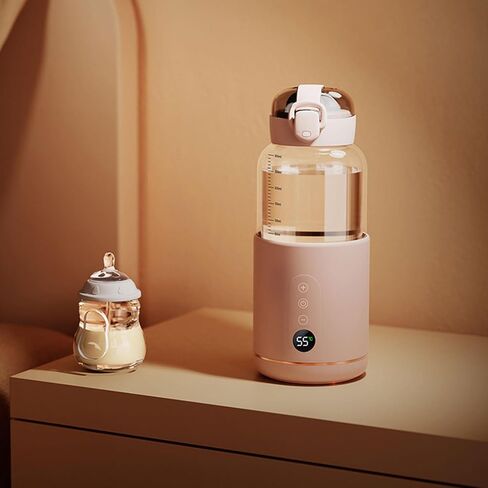 Portable Milk Warmer for Travel 300ML Electric Warming Adjustable Temperature Control USB Rechargeable Cordless Milk Warmer Roseate in Saudi Arabia