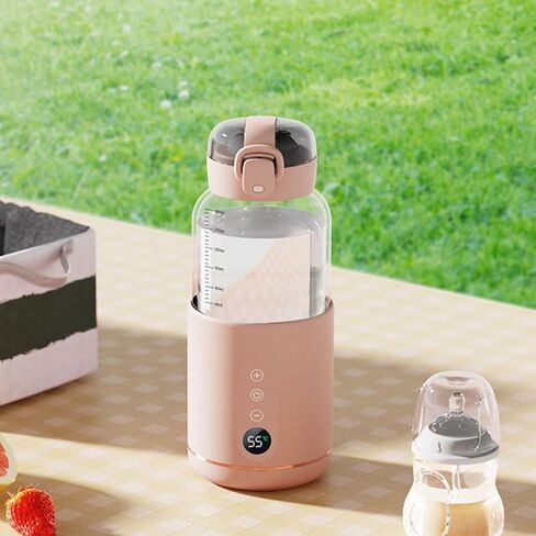Portable Milk Warmer for Travel 300ML Electric Warming Adjustable Temperature Control USB Rechargeable Cordless Milk Warmer Roseate in Saudi Arabia