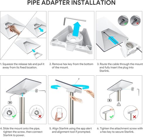 EDUP 2 in 1 Starlink Mini Pipe Adapter & Flat Mount, 2026 Upgraded Star Link Mini Flat Mount, Compatible with Star Link Mini/X Dish, Ideal for Pole or Flat Surface Installation in Saudi Arabia
