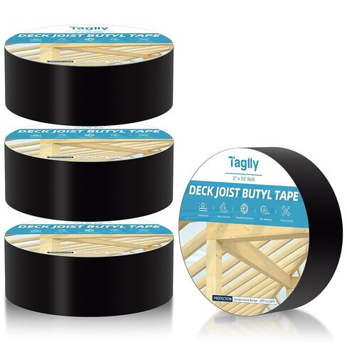 Butyl Joist Tape for Decking 2" x 50', 6 Rolls Weather-Resistant Deck Joist Tape, Waterproof and Anti-Corrosion, Self-Adhesive Flashing Joists Tape for Wood Decks Beams Roof in Saudi Arabia