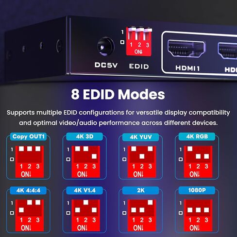 Uncompressed 4K HDMI Splitter 1x4 with EDID, Lossless 4K@60Hz UHD HDR HDMI 2.0 18Gbps HDMI Duplicator, Zero Latency Support HDCP 2.2 Plug and Play, for PS5, Fire Stick, HDTV in Saudi Arabia