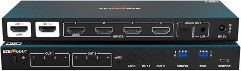 محول مصفوفة 4x2 8K UHD HDMI 2.1 مع تقليل الحجم التلقائي/إزالة تضمين الصوت (دعم 8K60/4K120 وVRR/FVA/ALLM) in Kuwait