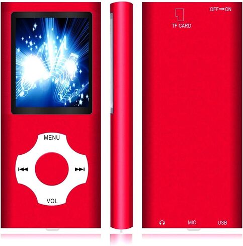 MP3 Player, Hotechs MP3 Music Player with 32GB Memory SD Card Slim Classic Digital LCD 1.82'' Screen MINI USB Port with FM Radio, Voice Record (Shine Red) in Saudi Arabia