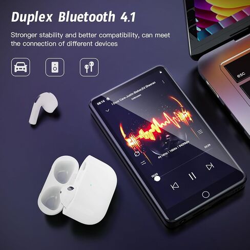 مشغل MP3 مقاس 4.02 بوصة مع شاشة IPS HD تعمل باللمس، ومشغل MP3 بسعة 144 جيجابايت مزود بواي فاي وبلوتوث، ومشغل MP4 مع مكبرات صوت، ومشغل موسيقى للأطفال، ومشغل موسيقى Android محمل مسبقًا بـ Spotify، وDeezer، ومتجر Play in Kuwait