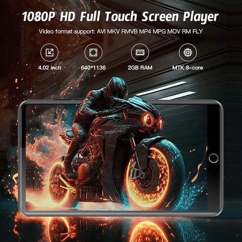 مشغل MP3 مقاس 4.02 بوصة مع شاشة IPS HD تعمل باللمس، ومشغل MP3 بسعة 144 جيجابايت مزود بواي فاي وبلوتوث، ومشغل MP4 مع مكبرات صوت، ومشغل موسيقى للأطفال، ومشغل موسيقى Android محمل مسبقًا بـ Spotify، وDeezer، ومتجر Play in Kuwait