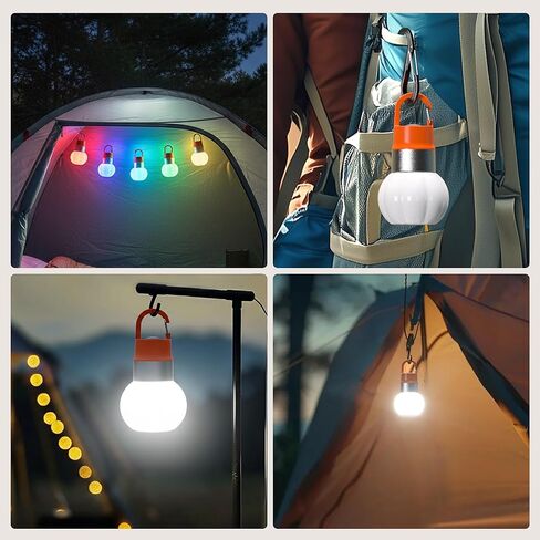 3-Pack Rechargeable LED Camping Lanterns, Mini Tent Light with 10 Modes & Hanging Clip, IPX5 Waterproof Small Outdoor Ambient Lighting for Hiking, Emergency, Fishing (Mixed Colors in Saudi Arabia