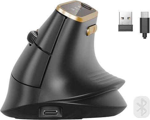 SABLUTE MAM4 Ergonomic Vertical Mouse for M/L Hands, 8K DPI, Ultra-Fast Scrolling, 6 Programmable Buttons, Tri-Mode Wireless Rechargeable Mouse, 800mAh Built-in Battery, for PC/Mac/Laptop, Black in Saudi Arabia