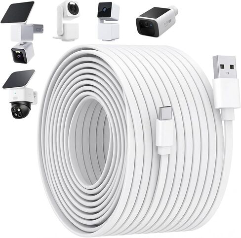 50FT Power Cable for WYZE Cam Pan V3/V4, WYZE Solar/Duo Cam Pan, for eufy SoloCam S340/S220,Type C Extension Charging Cable with IP67 Waterproof for Your WYZE Camera, 24 Hours Continuous Charging in Saudi Arabia