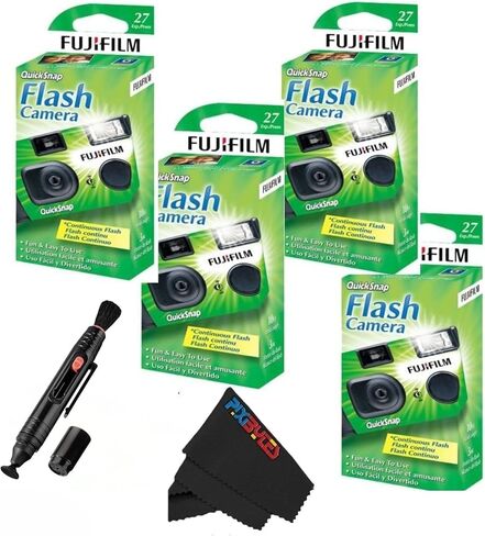 Fujifilm QuickSnap Flash 400 للاستخدام مرة واحدة - حزمة إضافية للكاميرا - قلم تنظيف عدسة مجاني وقطعة قماش تنظيف من الألياف الدقيقة المميزة من Pixibytes... (4 × كاميرا + قلم عدسة) in Saudi Arabia