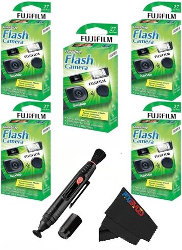 Fujifilm QuickSnap Flash 400 One-Time-Use Camera-Bonus Bundle- Free Lens Cleaning Pen and Pixibytes Signature Microfiber Cleaning Cloth... (5 x Camera + Lens Pen) in Saudi Arabia