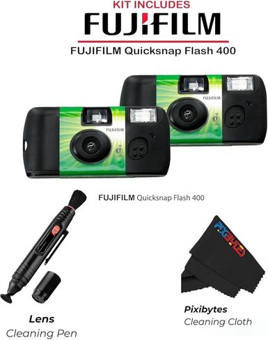 Fujifilm QuickSnap Flash 400 One-Time-Use Camera-Bonus Bundle- Free Lens Cleaning Pen and Pixibytes Signature Microfiber Cleaning Cloth... (5 x Camera + Lens Pen) in Saudi Arabia