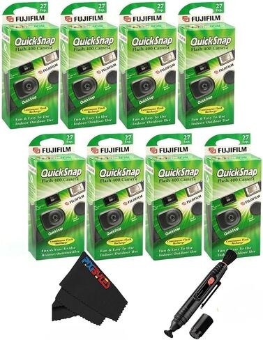 Fujifilm QuickSnap Flash 400 للاستخدام مرة واحدة - حزمة إضافية للكاميرا - قلم تنظيف عدسة مجاني وقطعة قماش تنظيف من الألياف الدقيقة المميزة من Pixibytes... (8 × كاميرا + قلم عدسة) in Saudi Arabia