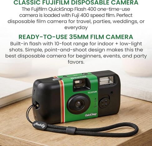 Fujifilm QuickSnap Flash 400 للاستخدام مرة واحدة - حزمة إضافية للكاميرا - قلم تنظيف عدسة مجاني وقطعة قماش تنظيف من الألياف الدقيقة المميزة من Pixibytes... (8 × كاميرا + قلم عدسة) in Saudi Arabia