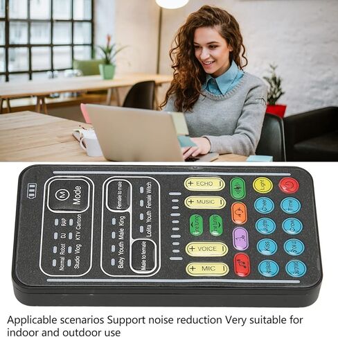 gernie Voice Disguiser for Adults and Kids, Multifunctional 8 Sound Effects Voice Changer with Memory Function, Portable Sound Card Voice Changer for PC Phone Laptops PS4 PS5 Xbox One in Saudi Arabia
