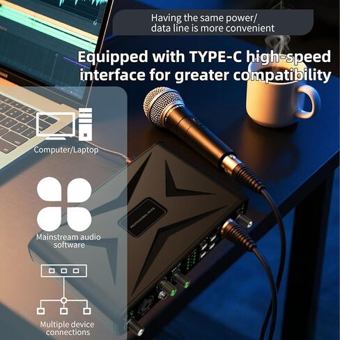 Cryfokt External USB Sound Card, 130dB 32bit 384kHz Sound Resolution, Audio Adapter with Type C Interface, Plug and Play Mixing Console for Live Streaming Recording Gaming in Saudi Arabia