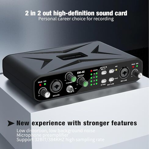 Cryfokt External USB Sound Card, 130dB 32bit 384kHz Sound Resolution, Audio Adapter with Type C Interface, Plug and Play Mixing Console for Live Streaming Recording Gaming in Saudi Arabia