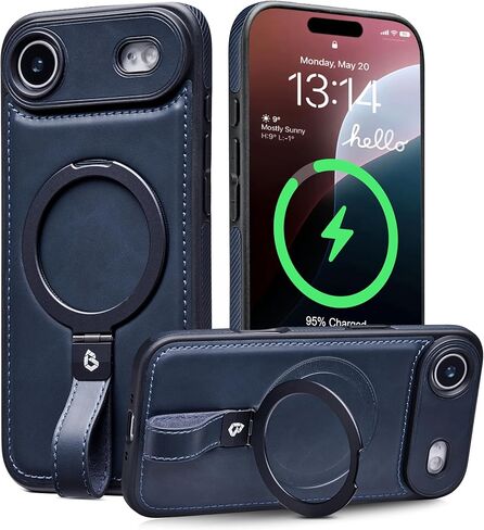 Butaiga for iPhone 17 Pro Max Leather Case with Stand, Anti-Slip Grip Ring, Fits for MagSafe (Brown, iPhone 17 Pro Max) in Saudi Arabia