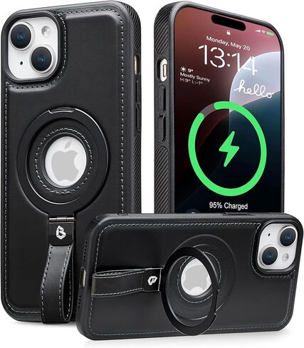 Butaiga for iPhone 17 Pro Max Leather Case with Stand, Anti-Slip Grip Ring, Fits for MagSafe (Brown, iPhone 17 Pro Max) in Saudi Arabia