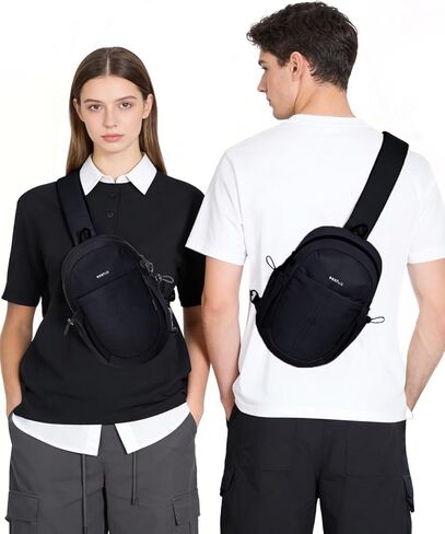 ECOHUB Crossbody Bags for Men with RFID Anti-Theft Lightweight Travel Hiking Sling Backpack Small Sports Shoulder Bag, Black in Kuwait