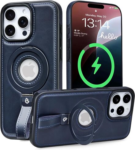 Butaiga for iPhone 17 Pro Max Leather Case with Stand, Anti-Slip Grip Ring, Fits for MagSafe (Brown, iPhone 17 Pro Max) in Saudi Arabia