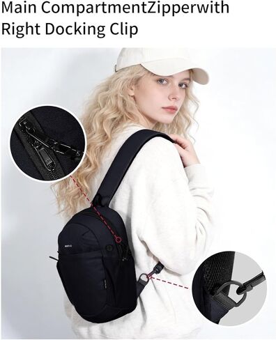 ECOHUB Crossbody Bags for Men with RFID Anti-Theft Lightweight Travel Hiking Sling Backpack Small Sports Shoulder Bag, Black in Kuwait