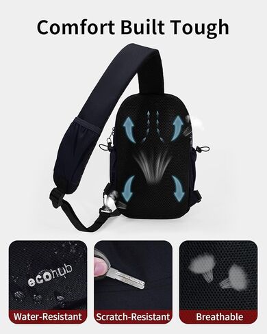 ECOHUB Crossbody Bags for Men with RFID Anti-Theft Lightweight Travel Hiking Sling Backpack Small Sports Shoulder Bag, Black in Kuwait