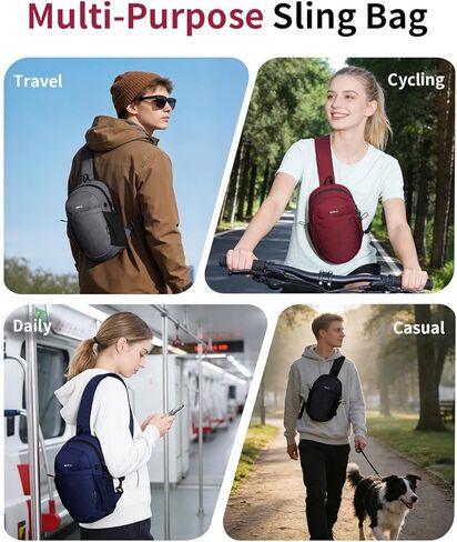 ECOHUB Crossbody Bags for Men with RFID Anti-Theft Lightweight Travel Hiking Sling Backpack Small Sports Shoulder Bag, Black in Kuwait