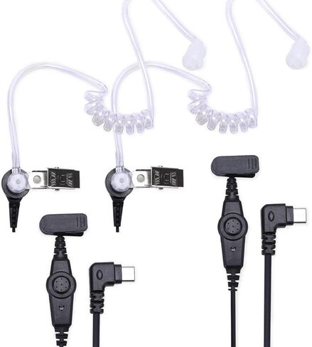 2-Pack K1 Transparent Acoustic Tube Earpiece Push-to-Talk Mic Compatible with global-ptt G0 G5, Rocky Talkie Mountain Radio, Kenwood Samcom Radios, etc (K-Plug) in Kuwait
