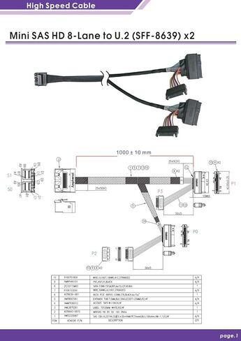 كابلات Micro SATA|Mini SAS HD 8X to U.2 (SFF-8639) x 2 كابل، 100 سم، in Saudi Arabia