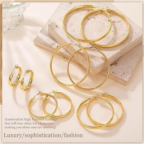 Sterling Silver Hoops Earrings Hypoallergenic LargeSilver Hoop Earrings for Women Lightweight Big Silver Hoops Earrings 5MM Thick Hoop Earrings 30/40/50/60/70MM in Saudi Arabia