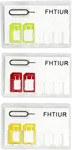 3 Pack Ultra Slim SIM Card Holder, Soft Flexible SIM Storage Case, Wallet Size Travel SIM Organizer with Eject Pin Slot(Green&Red&Yellow) in Saudi Arabia