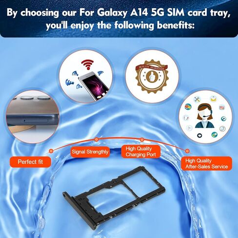 2 Pack SIM Card Tray Replacment for Samsung Galaxy A14 5G SM-A146U A146U1 S146VL SIM Card Slot Holder with Ejector Pin(Black) in Saudi Arabia