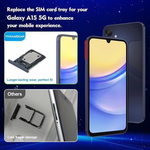 2 Pack SIM Card Tray Replacment for Samsung Galaxy A15 5G SM-A156U A156W A156P SM-S156VL A156M SIM Card Slot Holder with Ejector Pin(Black) in Saudi Arabia