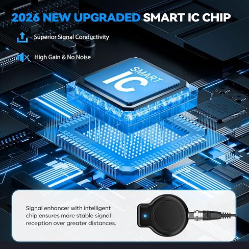 هوائي تلفزيون مطور 2026 داخلي وخارجي، هوائي تلفزيون رقمي عالي الدقة بطول 3600+ ميل للقنوات المحلية مع معزز إشارة مضخم، يدعم 4K 8K 1080p لجميع أجهزة التلفاز، كابل محوري 39 قدم in Kuwait