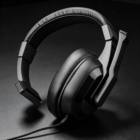 Joso Wired One Ear Headset with Mic, Single Ear Headset for PS5/PS4/Xbox/Switch/PC/iPad/Mac & Tablet with 3.5mm to Type C & USB-A Adapter - Chat Headphone, Office Business, Coach, Gaming, Remote Work in Saudi Arabia