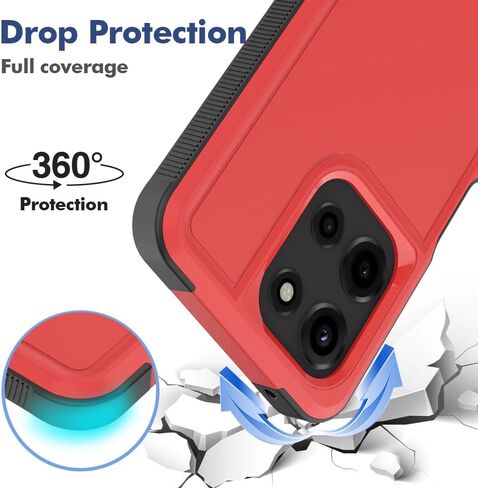 for Moto G 2026 / Moto G Play 2026 Case:[Military Grade Drop Tested] with Screen Protector, Dual Layer Protective Heavy Duty Cell Phone Cover Non-Slip Shockproof Case for Motorola G 2026 (Red) in Saudi Arabia
