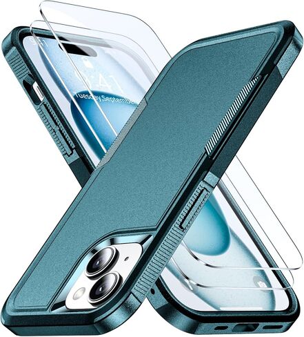AEDILYS® for Apple Recommend Shockproof iPhone 15 Case,[15 FT Military Grade Drop Protection],with 2X [Kevlar® 9H Glass Screen Protector] (Warship Grey) in Saudi Arabia