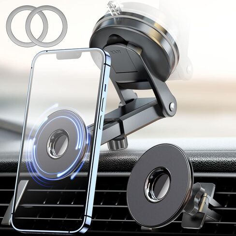 eSamcore for Magsafe Car Mount، حاملات هواتف مغناطيسية قابلة للانحناء للوحة قيادة سيارتك والزجاج الأمامي حامل هاتف خلوي مناسب لهاتف iPhone 17 Pro Max 16 15 14 13 12 in Kuwait