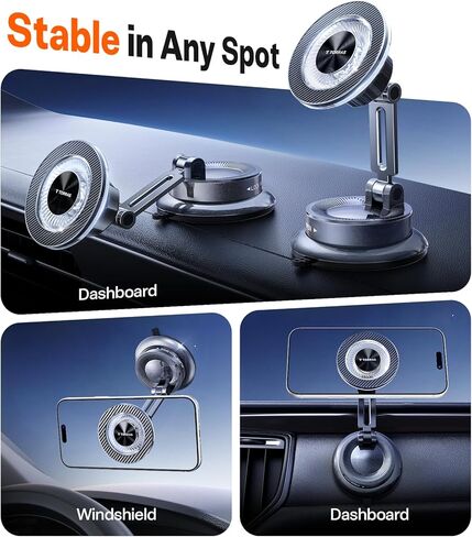 TORRAS 2026 Upgraded Vacuum Car Phone Holder for MagSafe Car Mount [98+ LBS Strongest Suction | 24 N58 Magnets] 360° Adjustable Magnetic Phone Holders for Your Car, for iPhone 17-12 Pro Max Plus Air in Saudi Arabia