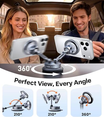 TORRAS 2026 Upgraded Vacuum Car Phone Holder for MagSafe Car Mount [98+ LBS Strongest Suction | 24 N58 Magnets] 360° Adjustable Magnetic Phone Holders for Your Car, for iPhone 17-12 Pro Max Plus Air in Saudi Arabia