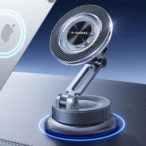 TORRAS 2026 Upgraded Vacuum Car Phone Holder for MagSafe Car Mount [98+ LBS Strongest Suction | 24 N58 Magnets] 360° Adjustable Magnetic Phone Holders for Your Car, for iPhone 17-12 Pro Max Plus Air in Saudi Arabia