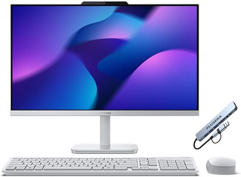 Lenovo A100 23.8" All-in-One Desktop Computer, 16GB RAM 256GB SSD, 8-Core Intel Core i3, FHD IPS Display, Windows 11, Wireless Keyboard & Mouse with PLUSERA 8-in-1 Hub, Cloud Grey in Saudi Arabia