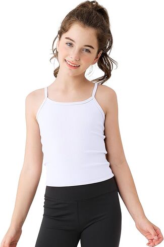 JOCMIC Girls Undershirts Kids Camisole Cami with Adjustable Straps Athletic Ribbed Knit Tank Tops for Dance Yoga in Saudi Arabia