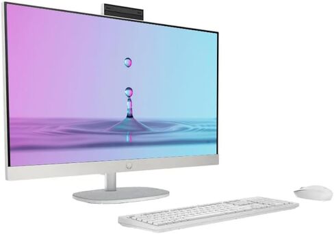 Customized Desktop Computer, Created Using HP 27" FHD Touchscreen All-in-One Desktop PC, Intel 12-Core Ultra 7 Processor, 8GB/16GB/32GB/64GB RAM, 256GB/512GB/1TB/2TB SSD, Keyboard & Mouse, White in Saudi Arabia
