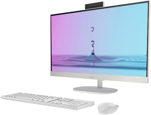 Customized Desktop Computer, Created Using HP 27" FHD Touchscreen All-in-One Desktop PC, Intel 12-Core Ultra 7 Processor, 8GB/16GB/32GB/64GB RAM, 256GB/512GB/1TB/2TB SSD, Keyboard & Mouse, White in Saudi Arabia