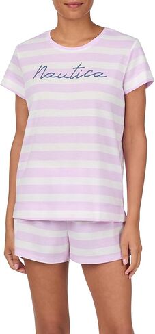 Nautica Womens 4 Piece Sleep & Lounge Pajama Set - Lightweight French Terry - Long & Short Sleeve PJ Top, Pants & Shorts in Saudi Arabia