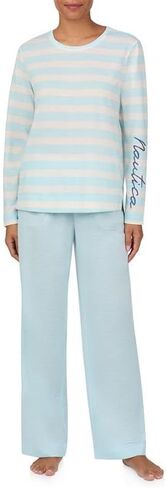 Nautica Womens 4 Piece Sleep & Lounge Pajama Set - Lightweight French Terry - Long & Short Sleeve PJ Top, Pants & Shorts in Saudi Arabia