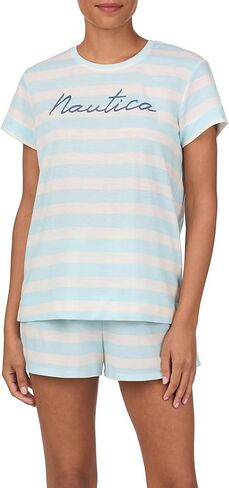 Nautica Womens 4 Piece Sleep & Lounge Pajama Set - Lightweight French Terry - Long & Short Sleeve PJ Top, Pants & Shorts in Saudi Arabia
