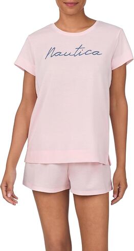 Nautica Womens 4 Piece Sleep & Lounge Pajama Set - Lightweight French Terry - Long & Short Sleeve PJ Top, Pants & Shorts in Saudi Arabia